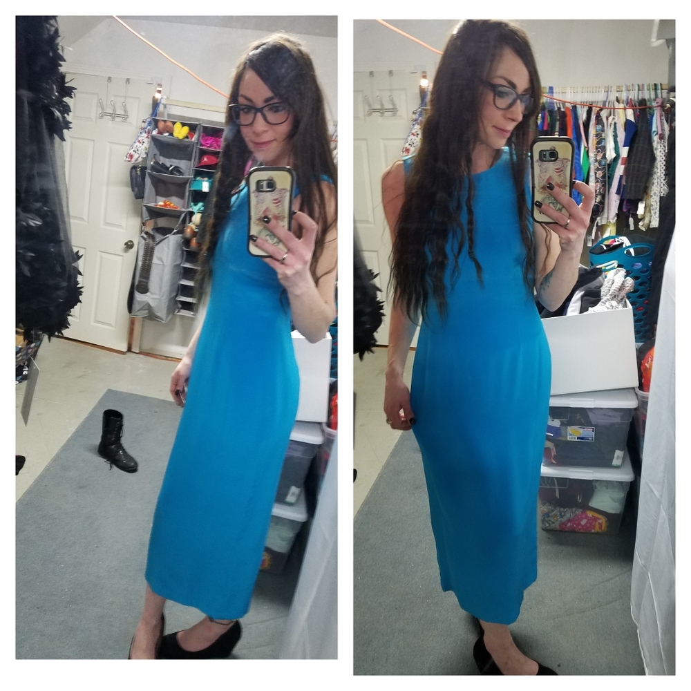 Maggy London 100% silk blue dress